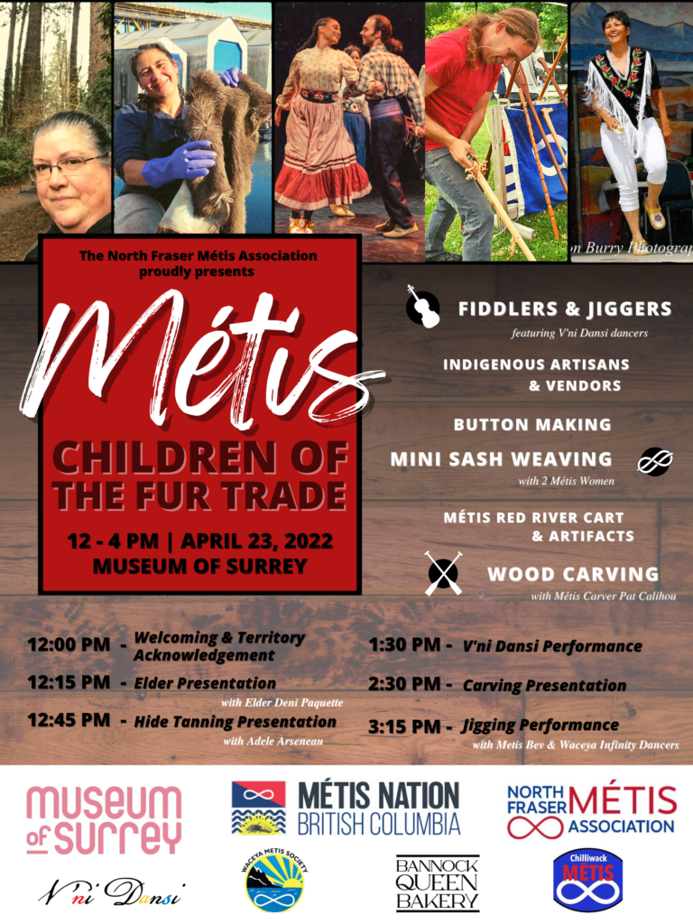 Flyer for Children of the Fur Trade event hosted on April 23, 2022