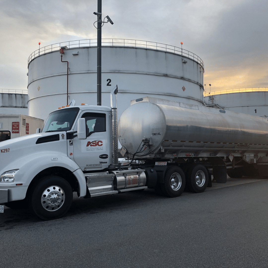 A parked chemical transport truck.