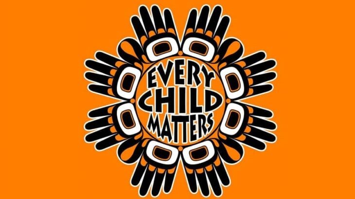 Metis art with text that reads "Every Child Matters"