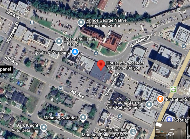 Parking map for the Community Miyoyâwin (Wellness) Connections Event in Prince George