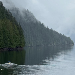 A group of paddlers on the ocean at Camp Latona
