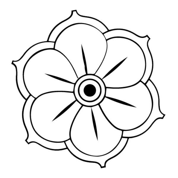 Black and white artist rendering of the dogwood flower